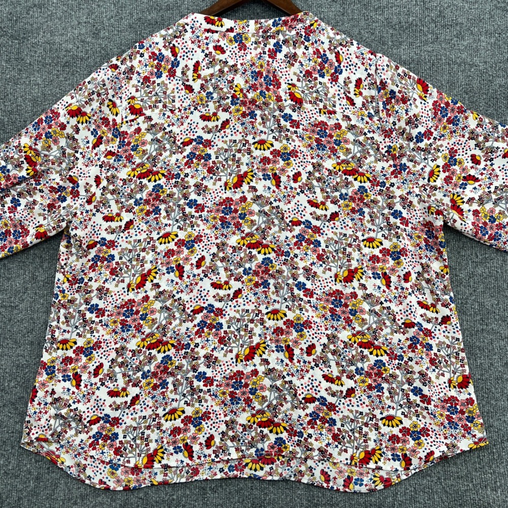 Talbots Floral Ditsy Blouse Womens 3X White Tie Neck Office‎ Preppy Cottage Boho - Picture 10 of 10
